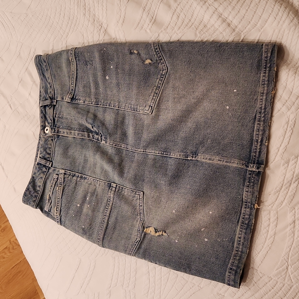 Pilcro and the Letterpress by Anthropologie distressed denim skirt